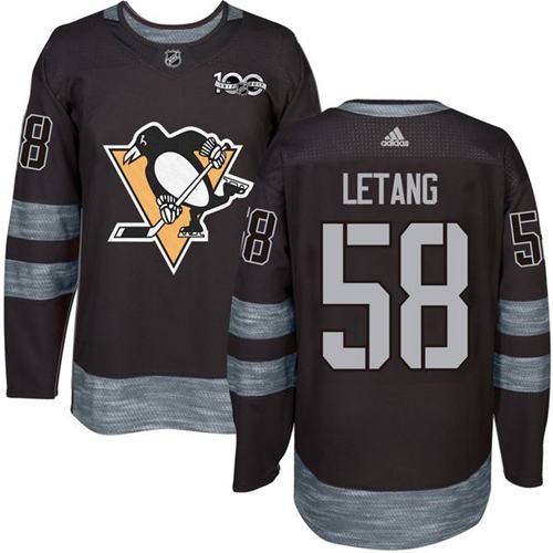 Adidas Penguins #58 Kris Letang Black 1917-100th Anniversary Stitched NHL Jersey - Click Image to Close